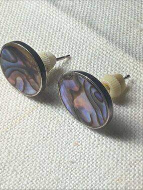 Handmade  924 Devine Zurich Iridescent Abalone Oval Stud Earrings
